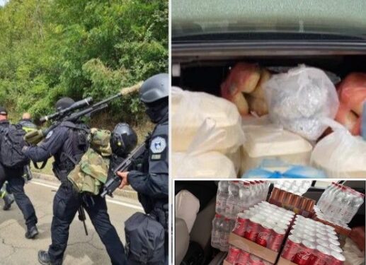 Qytetarët i mbushin veturat dhe u dërgojnë ushqim e pije Policëve në Veri